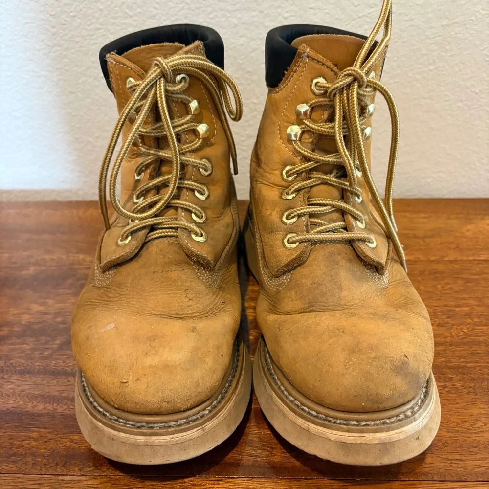 DieHard Work Boots Tan Leather Lace Up‎ Lace Up Cap Toe Mens Workwear Size 7.5 D